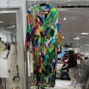 Vibrant ALEMBIKA Multicolor Button-Front Midi Dress